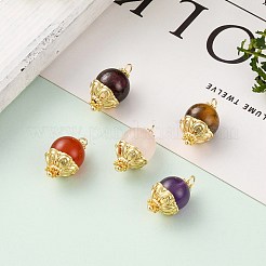 Natural Garnet & Carnelian & Rose Quartz & Amethyst & Tiger Eye Beads Pendants&nbsp;PALLOY-JF00579