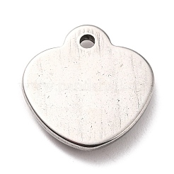 304ステンレススチールペンダントカボションエナメル  ハート  ステンレス鋼色  17x16x3mm  穴：1.6mm&nbsp;STAS-B024-69P