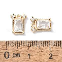 真鍮チャーム  ガラスと  長方形チャーム  18KGP本金メッキ  9.5x8x3mm  穴：1.2mm&nbsp;KK-A194-07G