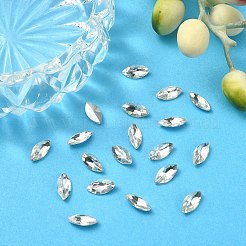 ポインテッドバックガラスラインストーンカボション20個。  多面カット  馬の目  クリスタル  10x5x3mm&nbsp;RGLA-YW0002-01