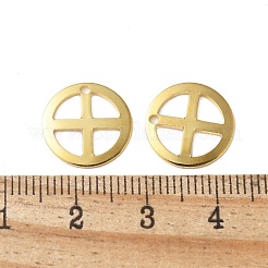 ステンレスペンダント201個  クロスチャームフラットラウンド  ゴールドカラー  13x0.5mm  穴：1.2mm&nbsp;STAS-I330-052G