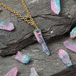 3Pcs Electroplate Natural Quartz Crystal Beads Strands&nbsp;G-FS0001-66