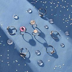 フラットラウンドカフリングのDIYキット  304ステンレススチールカフリング部品を含む  ガラスカボション  ステンレス鋼色  108個/箱&nbsp;DIY-UN0003-46