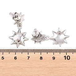女性用サン304ステンレススチールダングルスタッドピアス  ステンレス鋼色  31x16mm&nbsp;LS-EJEW-F406-01P