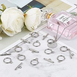 304ステンレススチールトグル留め具  リング  ステンレス鋼色  リング：21x16mm  穴：3mm  バー：23x3mm  穴：3mm  30セット /箱&nbsp;STAS-UN0002-24P