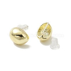 女性用合金半円形スタッドピアス、スターリングシルバーピン925本付き  ゴールドカラー  12x9x7mm  ピン：0.7mm&nbsp;EJEW-G310-12G