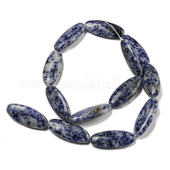 天然ブルースポットジャスパービーズ連売り  フラットオーバル  30x13x5.5mm  穴：1mm  約13個/連  15.35''（39センチメートル）&nbsp;G-B078-E07-01