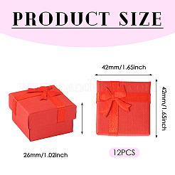 厚紙リングボックス  内部のスポンジ  ちょう結びの正方形  レッド  4.2x4.2x2.6cm&nbsp;CON-TAC0014-02C
