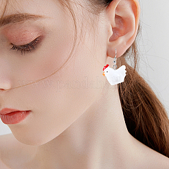 不透明樹脂ペンダント50個  プラチナトーンのアイアンループ付き  3dひよこ  ホワイト  19~20x23x13mm  穴：1.8mm&nbsp;RESI-SC0036-58