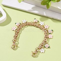 合金エナメル牡丹の花チャーム鉄製財布装飾チェーン  カニカン付き  ライトゴールド  ラベンダーブラッシュ  24.7cm&nbsp;AL-CJ8E21-G