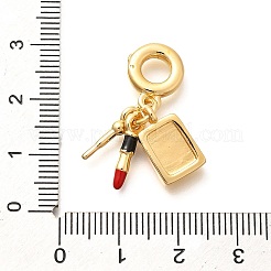 Brass Enamel Lipstick & Eyeshadow European Dangle Charms&nbsp;KK-U048-05G-03
