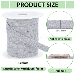 3束3色のポリエステルコットンリボン  洋服アクセサリー  ミックスカラー  1/2インチ（12mm）  約10.94ヤード（10m）/セット&nbsp;OCOR-BC0008-66B