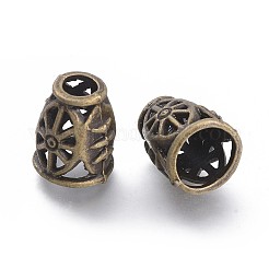 チベット風合金ビーズコーン  花弁のない  コーン  カートホイール模様付き  アンティークブロンズ  14x11.5mm  穴：4.5mm  内径：9mm&nbsp;PALLOY-F262-022AB