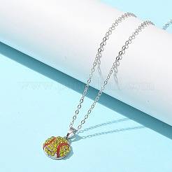 Zinc Alloy Sunflower Rhinestone Sport Ball Pendant Cable Chain Necklaces&nbsp;LS-NJEW-U024-01P-01