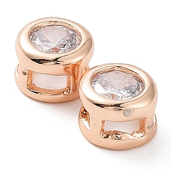 Rack Plating Brass Micro Pave Clear Cubic Zirconia Slide Charms&nbsp;KK-C035-03RG