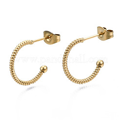 316サージカルステンレススタッドピアス  ハーフフープピアス  リング  14KGP本金メッキ  15x2.5mm  ピン：0.8mm&nbsp;EJEW-N097-054LG