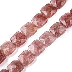 天然石ストロベリークォーツビーズ連売り  多面カット正方形  12~12.5x12~12.5x5.5~6mm  穴：1.2mm  約17個/連  8.07~8.4''（20.5~21センチメートル）&nbsp;G-T138-153