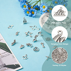 120個30スタイルチベットスタイルアロイペンダント  混合図形  アンティークシルバー  12.5~30x8~22x1~5.5mm  4個/スタイル&nbsp;FIND-KS0001-19
