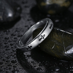 クロス304ステンレススチール回転指輪  不安を落ち着かせる瞑想用フィジェットスピナーリング  ステンレス鋼色  usサイズ9（18.9mm）&nbsp;PW-WG58926-01