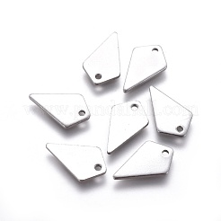 変色しない304ステンレススチールチャーム  菱形  ステンレス鋼色  15x9x1mm  穴：1.2mm&nbsp;STAS-E474-13