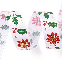 5ヤードのクリスマスゴールドスタンプポリエステルプリントリボン  ギフト包装用  鹿  5/8インチ（16mm）&nbsp;OCOR-A008-01G