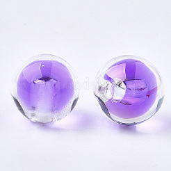 透明なアクリルビーズ  UVメッキ＆レインボー  二層ビーズ  片穴ビーズ  ラウンド  暗紫色  15.5x15mm  半分穴：3.5mm&nbsp;LS-TACR-S148-11F