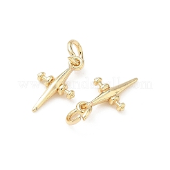 真鍮チャーム  ニッケルフリー  クロスチャーム  ラックめっき  長持ちメッキ  丸カン付き  ゴールドカラー  14x8x2mm  穴：3mm&nbsp;KK-D386-08G