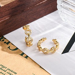 Rack Plating Brass Micro Pave Clear Cubic Zirconia Cuff Earrings for Women&nbsp;EJEW-C125-24E-G