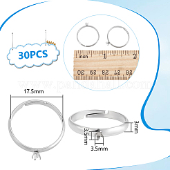 304ステンレススチール製カフリング部品30個  プロングリングのセッティング  ステンレス鋼色  トレイ：3.5x3.5mm  3mm  usサイズ7 1/4(17.5mm)&nbsp;STAS-UN0064-18