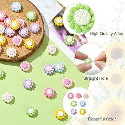 35色焼き付けペイント合金ビーズ7個  花  ミックスカラー  12x6mm  穴：1.5mm  5個/カラー&nbsp;FIND-CJ0011-16