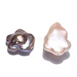 バロック天然有核ケシパールビーズ  養殖淡水パール  花  ロージーブラウン  15.5~32.5x15~18x6.5~10mm  穴：0.8mm&nbsp;PEAR-S020-A02-1