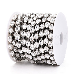 鉄ラインストーンカップチェーン  スプールで  オーバル  プラチナ  クリスタル  10x8x5.5mm  約30.00フィート（9.14m）/ロール&nbsp;CH-T006-09A