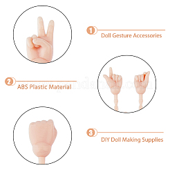 Abs プラスチック bjd 人形ジェスチャーアクセサリー  DIY人形製作用品  桃パフ  138x66x5.7mm  手：22~29x10.5~15mm  14個/セット&nbsp;DIY-WH0304-646