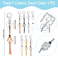 7Pcs Waxed Cotton Thread Macrame Pouch Keychain&nbsp;HJEW-UN00069