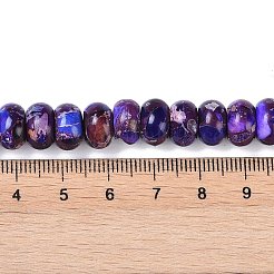 染色合成インペリアルジャスパービーズ連売り  ロンデル  ダークスレートブルー  10x6mm  穴：1.5mm  約68個/連  15.75''（40センチメートル）&nbsp;G-P529-E01-A02