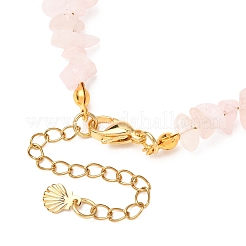Natural Rose Quartz Chips & Starfish Synthetic Turquoise & Shell Pearl Beads Bracelets&nbsp;BJEW-JB12413-02