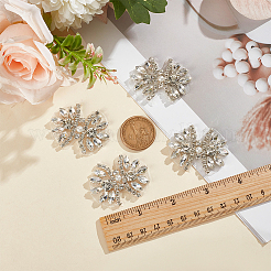 4 個合金ラインストーン靴の装飾  蝶結び  プラチナ  35.5x46.5x5.5mm&nbsp;DIY-MA0006-63P