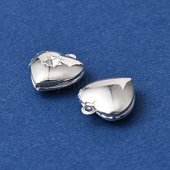 ハート真鍮チャームラインストーンのセッティング  長持ちメッキ  ラックめっき  鉛フリー＆カドミウムフリー  銀  1.5mmのラインストーンに適する  12.5x10.5x4.5mm  穴：1.2mm&nbsp;KK-A276-12S