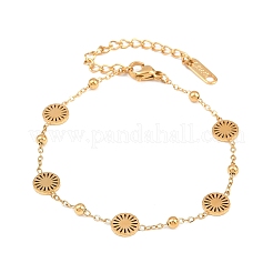 304ステンレススチール製サンリンクブレスレット（女性用）  イオンプレーティング（ip）  18KGP本金メッキ  6.65インチ（16.9cm）&nbsp;BJEW-Z161-04G