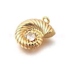Brass Pave Clear Cubic Zirconia Charms&nbsp;KK-C096-14C-G