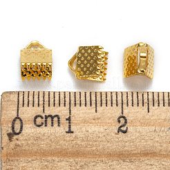 アイアン製カシメリボン止めエンドパーツ  ゴールドカラー  6x7mm  穴：2mm&nbsp;IFIN-ZX025-G