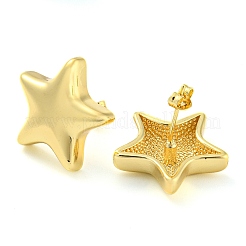 ラックメッキ真鍮スタースタッドピアス  長持ちメッキ  カドミウムフリー＆鉛フリー  18KGP本金メッキ  20x20mm&nbsp;X-EJEW-P242-05G