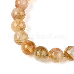 Natural Citrine Round Beaded Stretch Bracelets for Men Women&nbsp;G-N349-10A