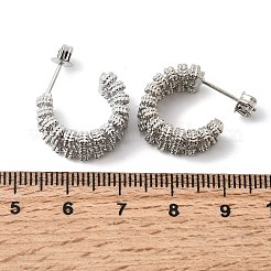 編み込みC字型真鍮スタッドピアス  長持ちメッキ  カドミウムフリー＆鉛フリー  プラチナ  16.5x9mm&nbsp;EJEW-P333-01P