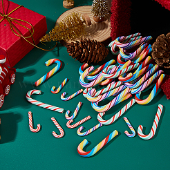 72Pcs 6 Styles Christmas Polymer Clay Candy Cane Display Decoration&nbsp;FEPA-DC0001-01