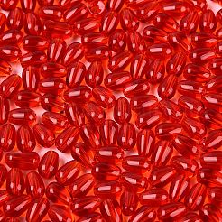 透明ガラスビーズ  ティアドロップ  ファイヤーブリック  6x4x4mm  穴：1mm  約6666個/1000g&nbsp;GLAA-Q113-01A-A02