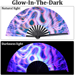 1Pc Luminous Bomboo & Cloth Fans&nbsp;AJEW-SP0003-78C