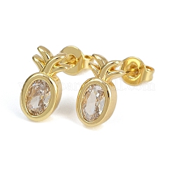 Brass Micro Pave Clear Cubic Zirconia Pineapple Stud Earrings&nbsp;EJEW-L101-02G