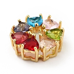 Rack Plating Brass Micro Pave Colorful Cubic Zirconia Slide Charms&nbsp;ZIRC-F129-52G