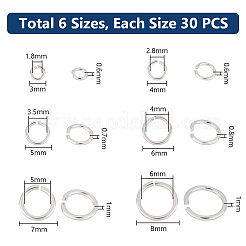 180Pcs 6 Styles Rack Plating Brass Open Jump Rings&nbsp;KK-PH0010-06
